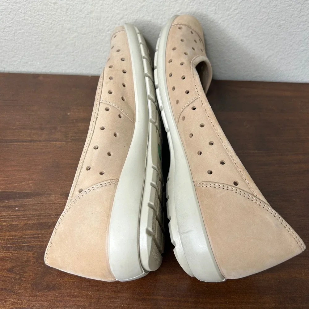 Hotter Flats US 9 EU 41 Livvy Tan Suede Perforated Comfort‎ Ballet
